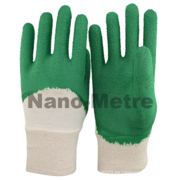 NMSAFETY guantes de látex recubiertos de látex de revestimiento de algodón verde / guantes de trabajo / guante de seguridad